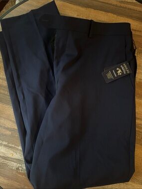 Adolfo Men’s Navy Dress Pants - Modern Flat Front